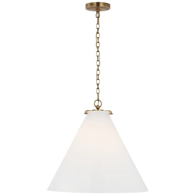 LED Pendant from the Katie Conical Collection in Hand-Rubbed Antique Brass Finish by Visual Comfort Signature