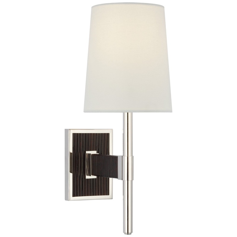 LED Wall Sconce from the Elle Collection in Polished Nickel And Black Rattan Finish by Visual Comfort Signature