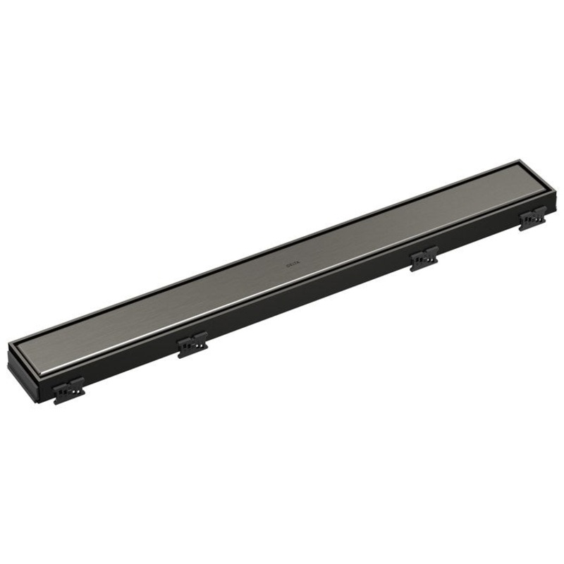 Linear Drain Trim Reversible with Dual Grate Installation 24 Inch Black Stainless Stainless Steel for Rough-In DR73240