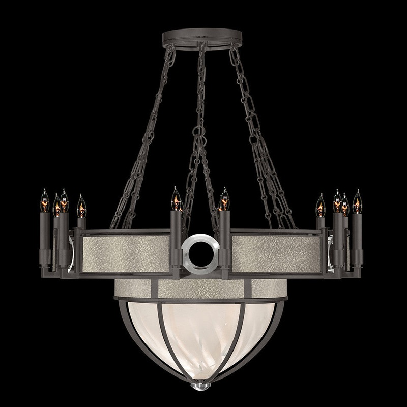 Mirage 35.75″W Round Chandelier Midnight Steel/Nickel/Coco