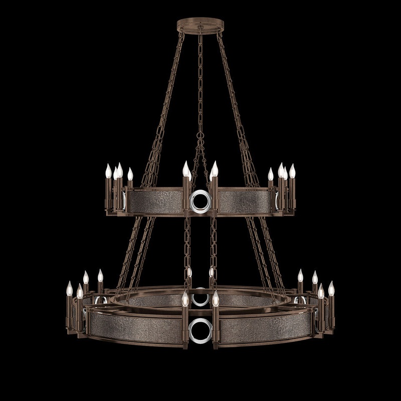 Mirage 50″W Round Chandelier Bronze/Nickel/Pebble