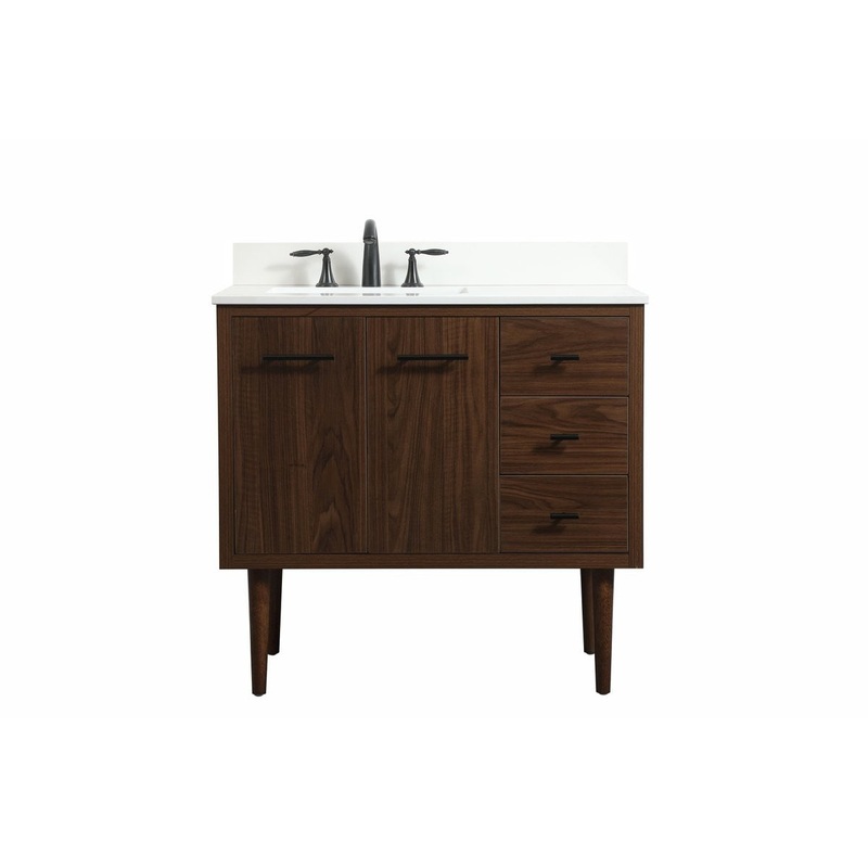 Single Bathroom Vanity from the Cyrus Collection in Walnut Finish by Elegant Lighting