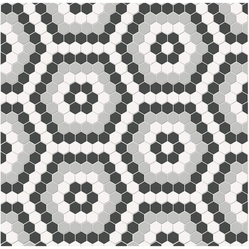 Soho Midnight Blend Hexagon Pattern Matte Porcelain Mosaics. 1 Sheet = .83 Sq. Ft.