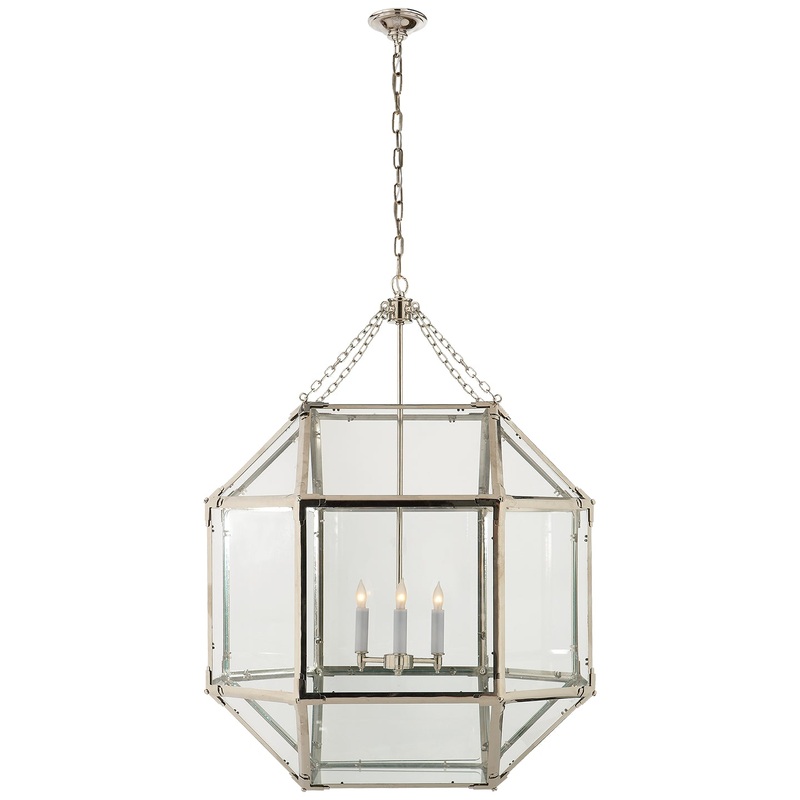 Three Light Lantern from the Morris Collection in Polished Nickel Finish by Visual Comfort Signature