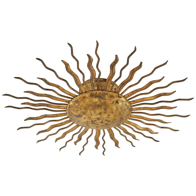 Two Light Flush Mount from the Re Collection in Gilded Iron Finish by Visual Comfort Signature
