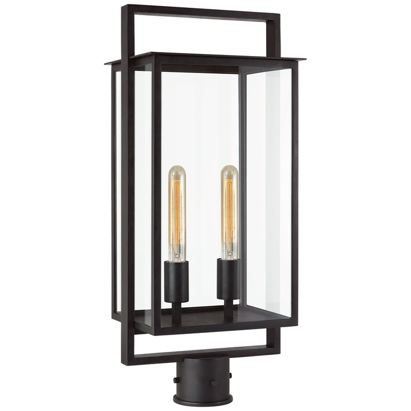 Two Light Post Lantern from the Halle Collection in Aged Iron Finish by Visual Comfort Signature