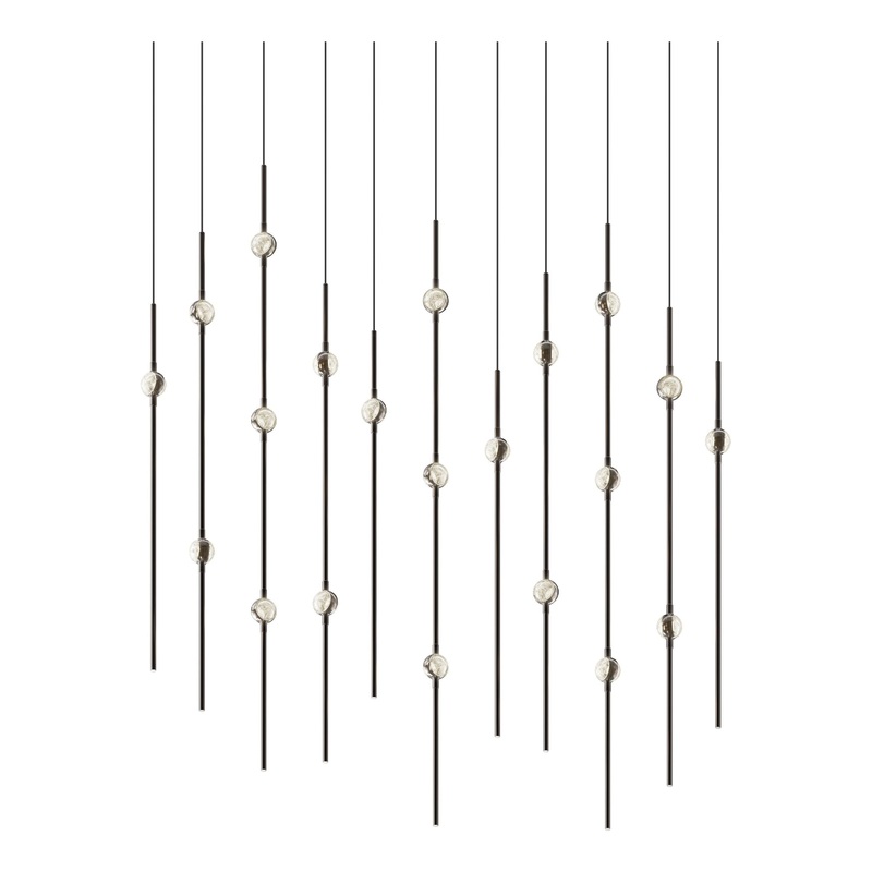 Aries 36″ Rectangle LED Pendant Espresso Black with Clear Faceted Acrylic 2200K 10′ Adjustable Cord