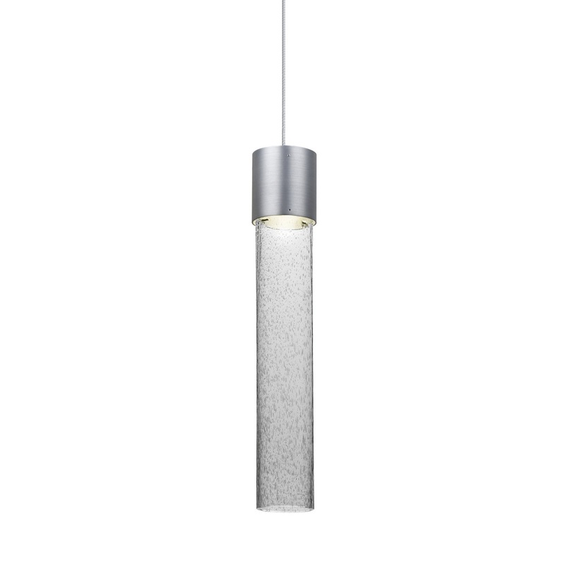 Besa 1XT-WAND12CL-LED-SN Wanda One Light Pendant Satin Nickel