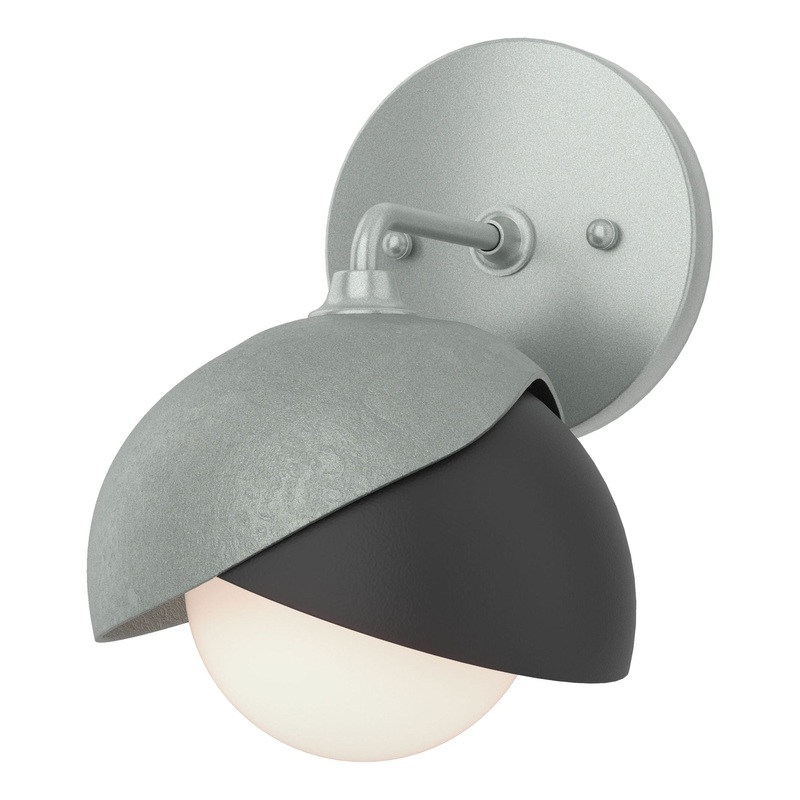 Brooklyn 1-Light Double Shade Bath Sconce Vintage Platinum Black