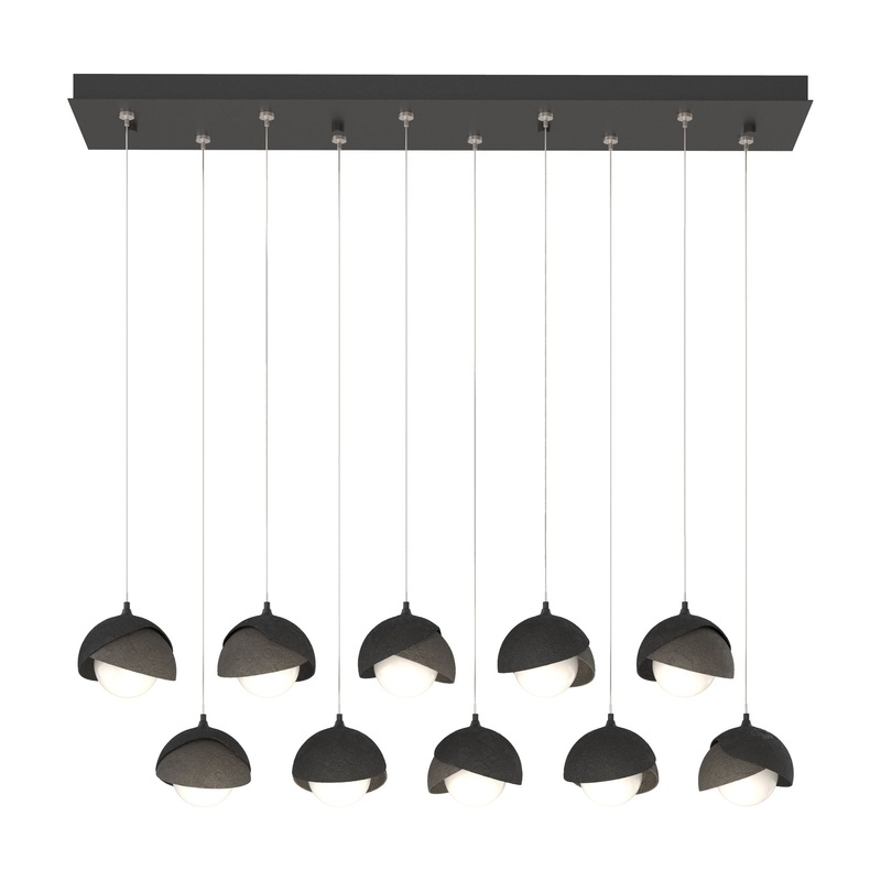 Brooklyn 10-Light Double Shade Pendant Black Dark Smoke