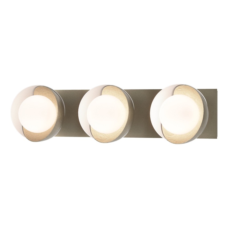 Brooklyn 3-Light Straight Double Shade Bath Sconce Soft Gold White