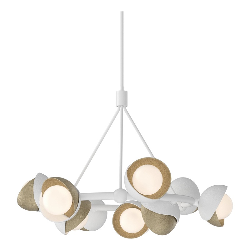 Brooklyn 9-Light Double Shade Ring Pendant White Soft Gold