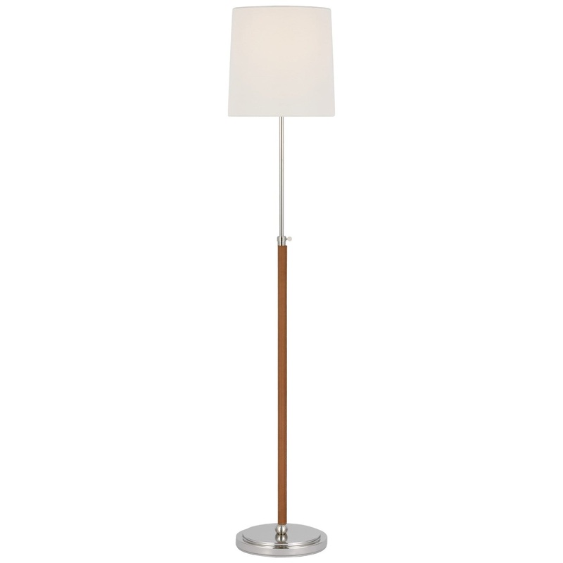 LED Floor Lamp from the Bryant Wrapped Collection in Polished Nickel And Natural Leather Finish by Visual Comfort Signature