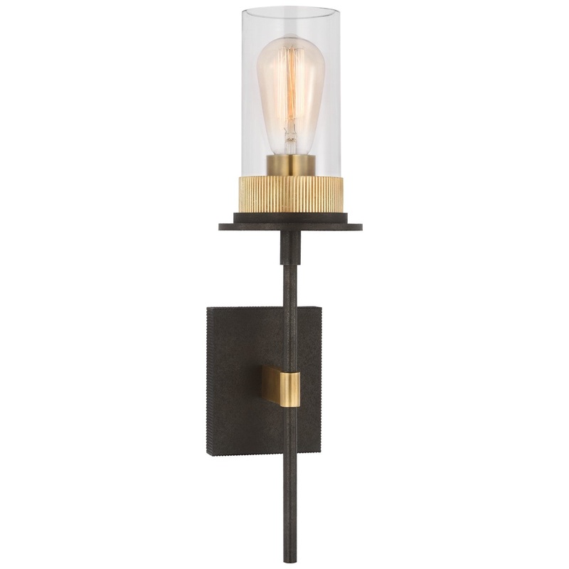 LED Wall Sconce from the Beza Collection in Warm Iron And Antique Brass Finish by Visual Comfort Signature