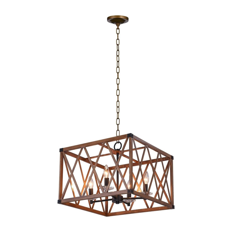 Marini Chandelier Wood Grain Brown