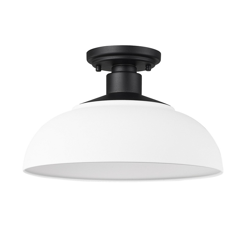 One Light Outdoor Semi-Flush Mount from the Levitt Collection in Natural Black Finish by Golden