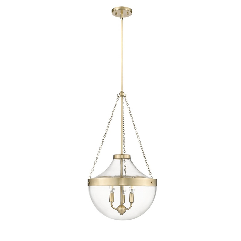 Three Light Pendant from the Clarra Collection in Modern Gold Finish by Millennium