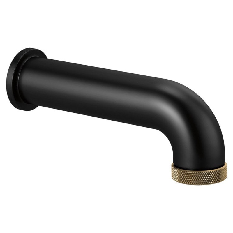 Tub Spout Litze Pull Down Diverter Matte Black/Luxe Gold 7-1/2 Inch Brass 1/2 IN NPT