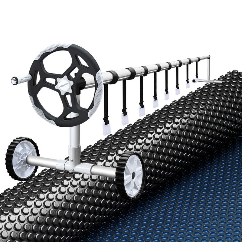 Aqua Buddy Pool Cover 600 Micron 8.5×4.2m w/ Roller 5.55m Swimming Pools Black Solar Blanket