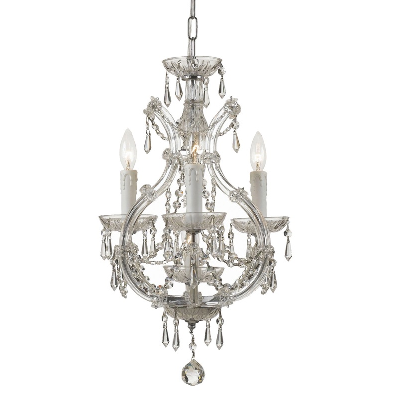 Crystorama 4473-CH-CL-SAQ Maria Theresa Four Light Mini Chandelier Polished Chrome