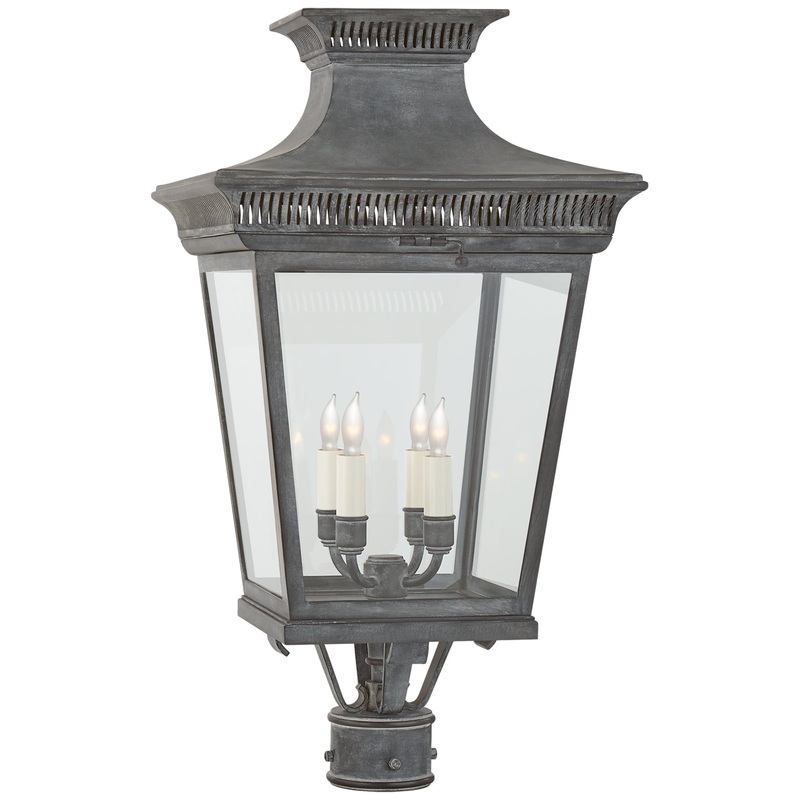 Four Light Post Lantern from the Elsinore Collection in Weathered Zinc Finish by Visual Comfort Signature