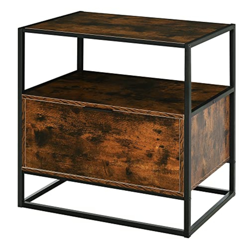 homcom Credenza in Stile Industriale, Com Vintage in Legno e Metallo per Soggiorno o Camera con 1 Cassetto 73×45.5x76cm
