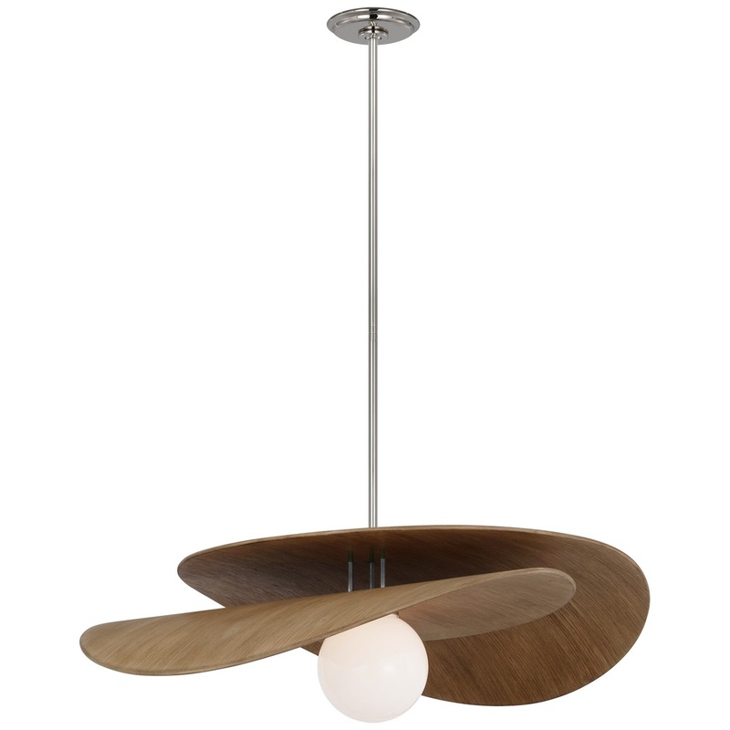 LED Pendant from the Mahalo Collection in Polished Nickel And Natural Oak Finish by Visual Comfort Signature