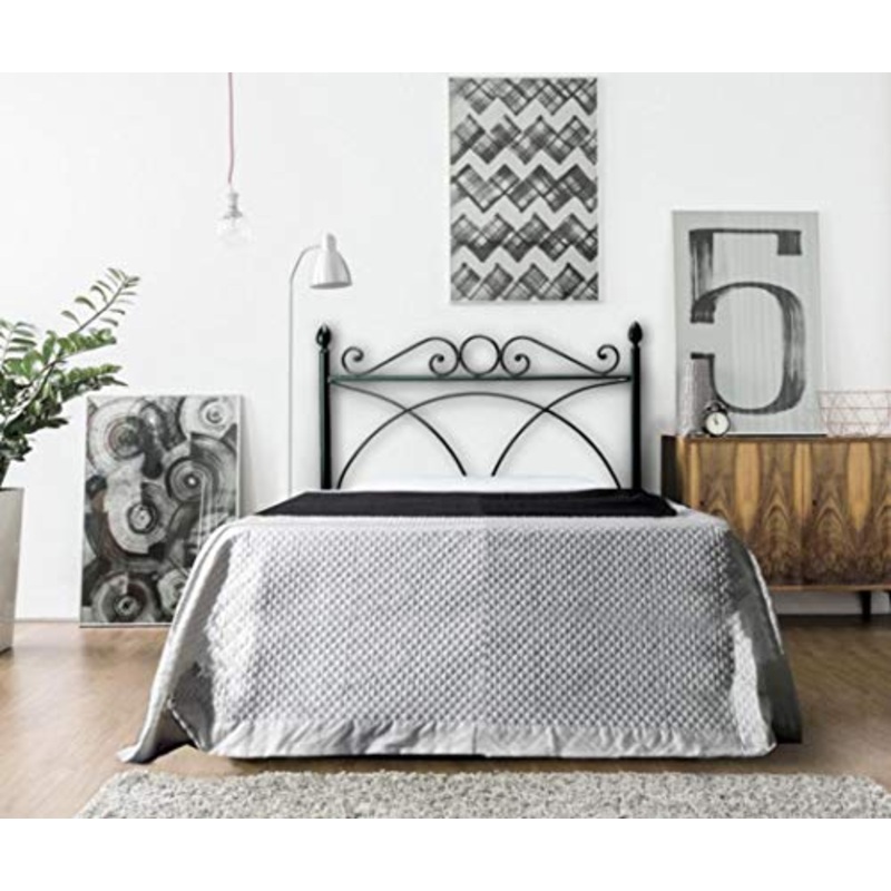 Letto AD Una Piazza E Mezza in Ferro Colore Nero Grafite con GIROLETTO PREDISPOSTO per Rete con Piedini 120 X 190 CM. Non Inclusa – Prodotto Made in Italy – ARR012