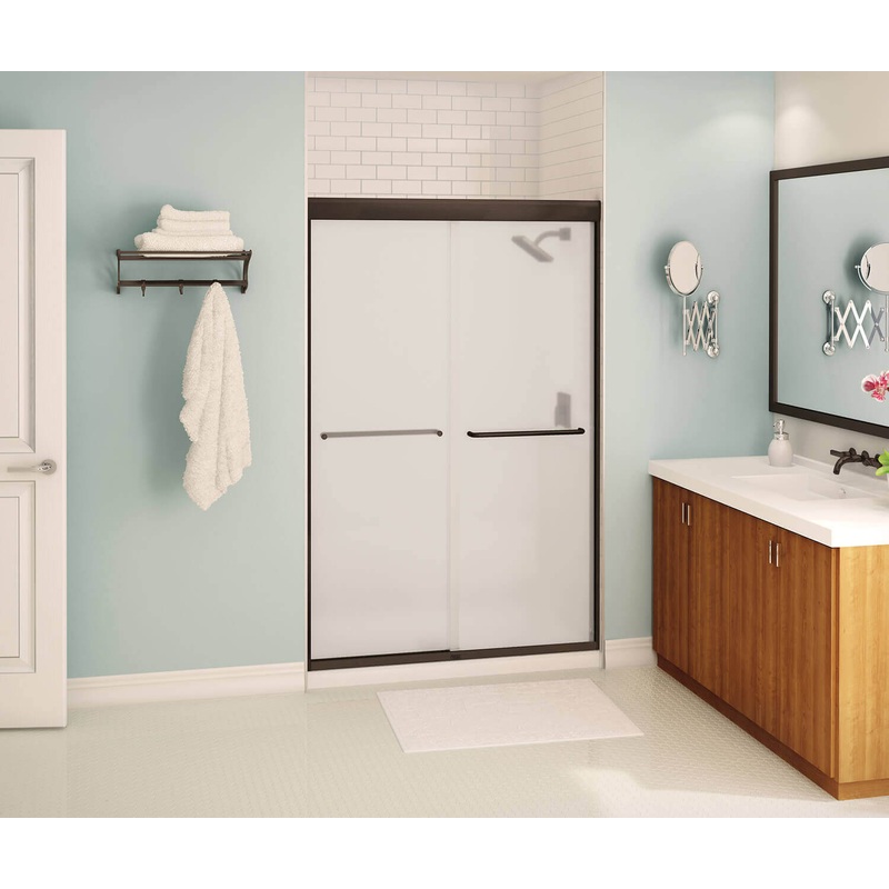 MAAX 135663-978-172-000 Aura 43-47 x 71 in. 6 mm Bypass Shower Door for Alcove Installation with Frosted glass in Dark Bronze