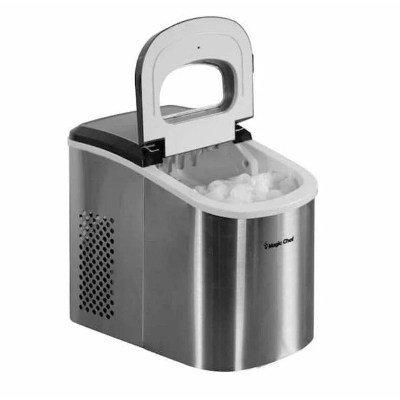 Magic Chef 27 lbs. Portable Countertop Ice Maker with Removable Basket and Ice Scoop – Stainless Steel HNIM27ST