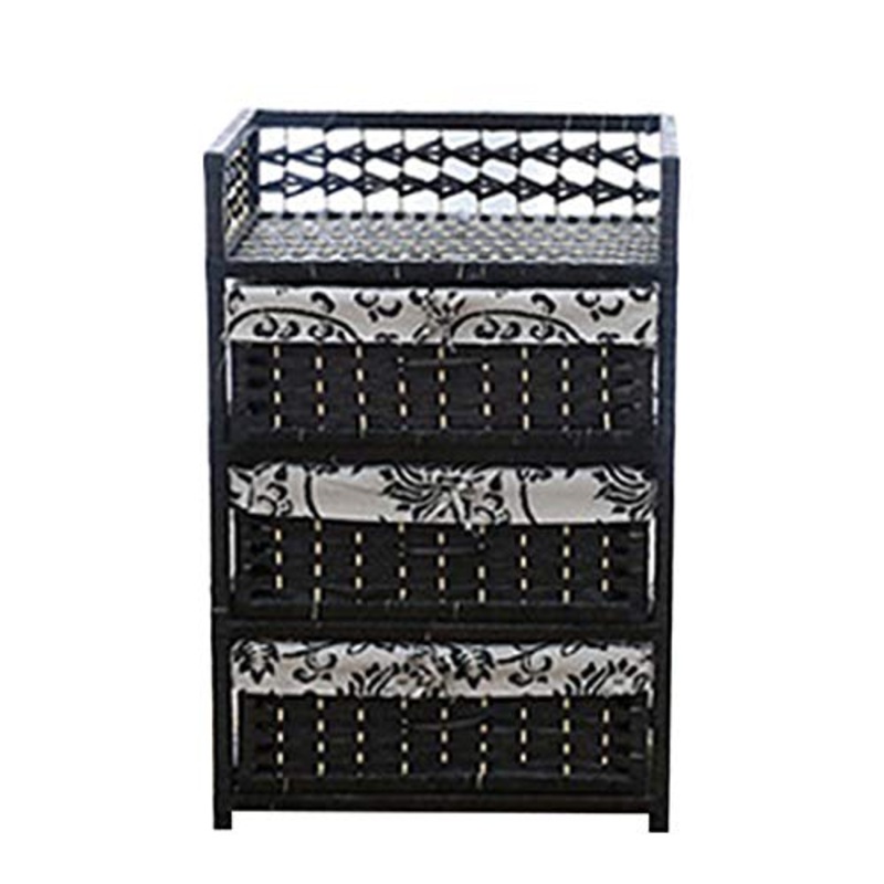 MAHFEI-Cestini Portaoggetti, Stile Country Cassettiera in Rattan Tessitura A Mano Comodino da Pavimento Armadio per Bambini Stabile E Durevole Organizza La Cassettiera