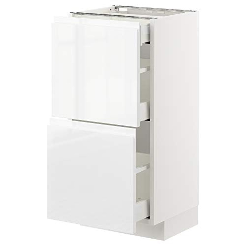 MAXIMERA/METOD base cabina con 2 frontali/3 cassetti 40×39.1×88 cm bianco/Voxtorp lucido/bianco