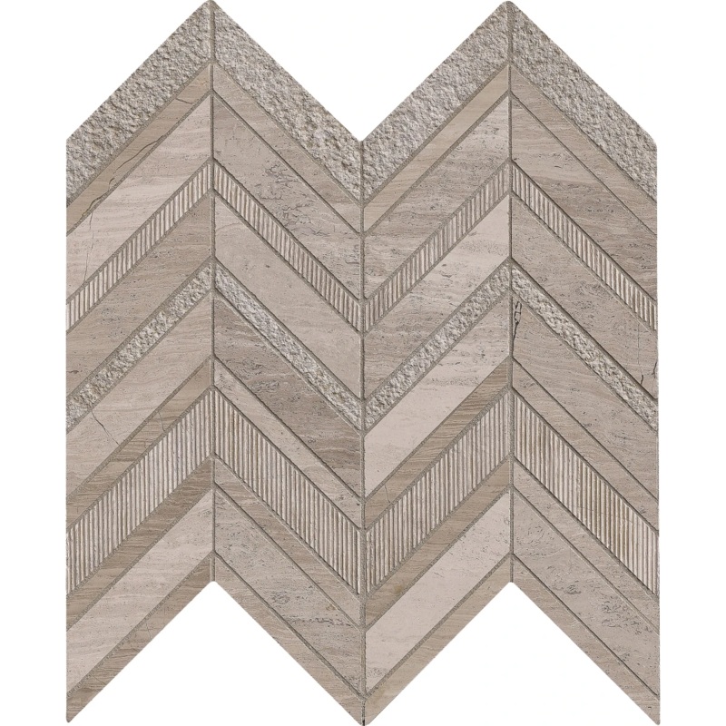 MSI White Quarry – 12″ x 12″ Chevron Mosaic Sheet – Varied Marble Visual – Carton