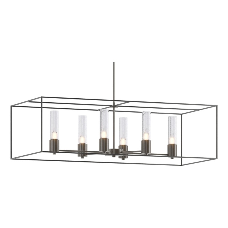 Portico Pendant Dark Smoke Black Seeded Clear Glass (II)