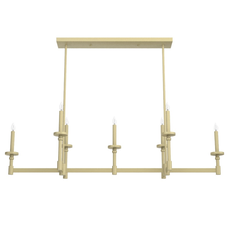 Seven Light Linear Chandelier from the Briargrove Collection in Modern Brass Finish by Hunter