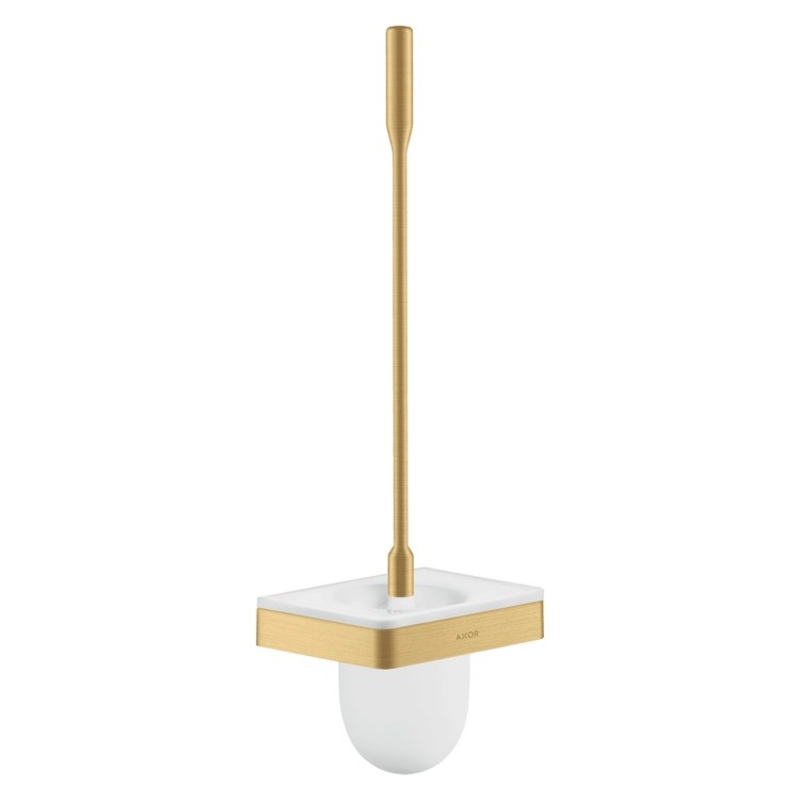Toilet Brush Universal SoftSquare Brushed Gold Optic Wall Mount Metal Nylon Glass/Metal