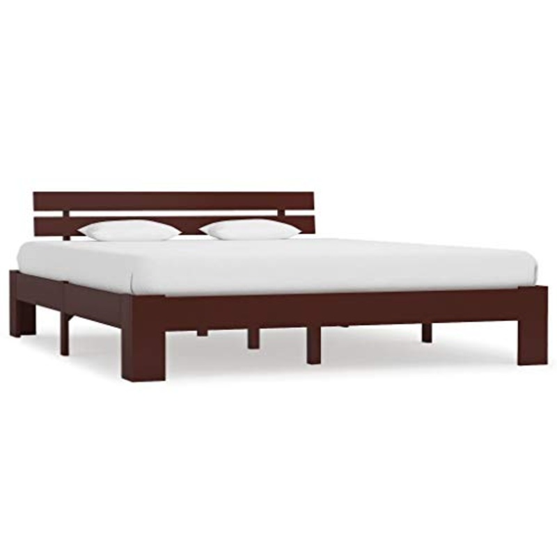 BIGTO – Struttura per letto in legno di pino massiccio, per camera da letto, stile C, 180 x 200 cm, colore: Marrone scuro