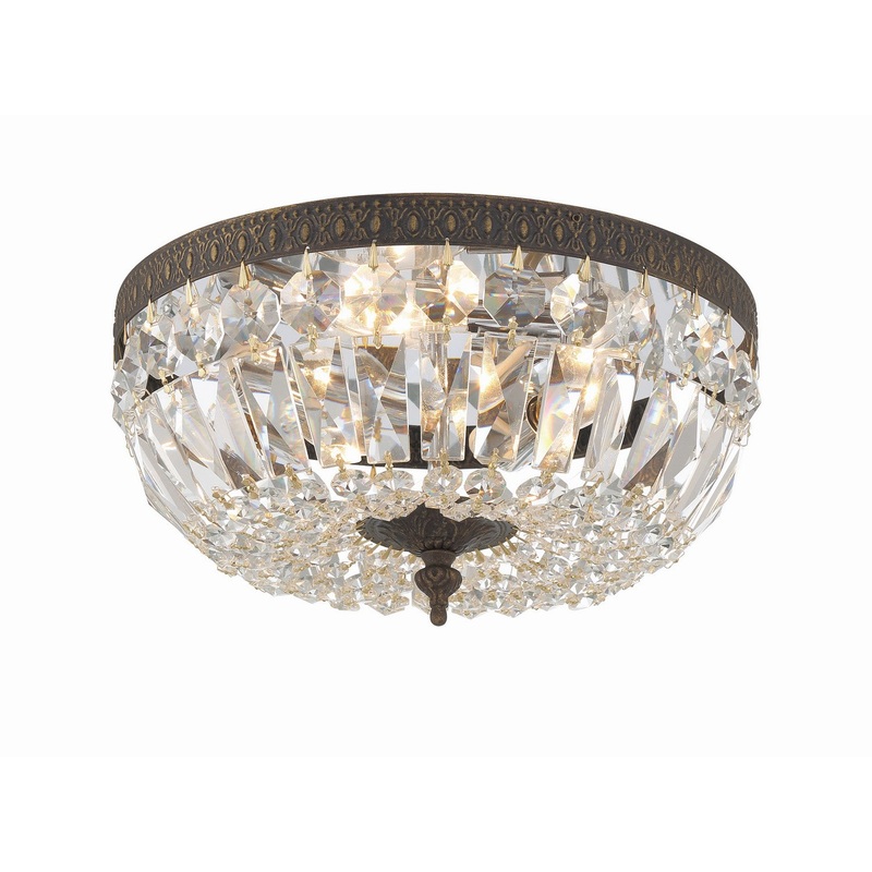 Crystorama 712-EB-CL-MWP Ceiling Mount Three Light Flush Mount English Bronze