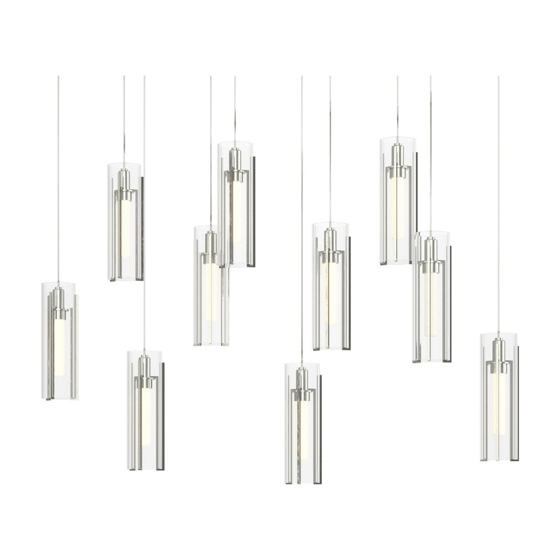 Exos Glass 10-Light Pendant Sterling Clear Glass (ZM)