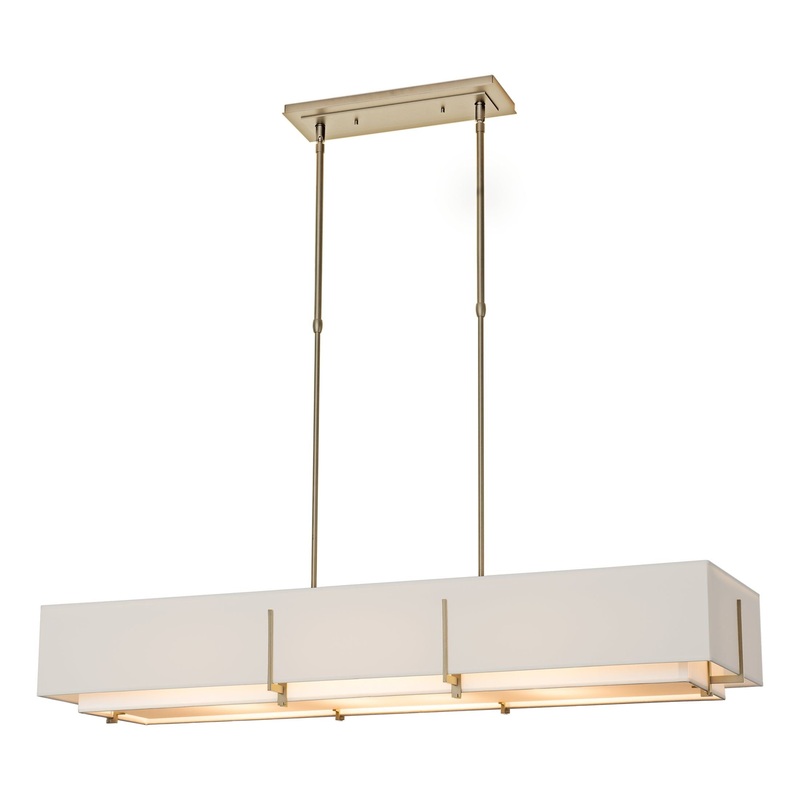 Exos Rectangular Pendant Soft Gold Natural Anna Inner Shade & Flax Outer Shade