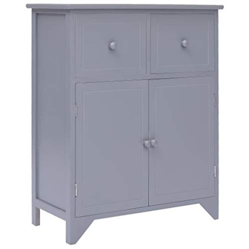 FAMIROSA Armadietto Grigio 60x30x75 cm in Legno di Paulownia