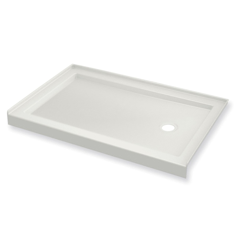 MAAX 410006-541-001-001 B3Round 6036 Acrylic Alcove Shower Base in White with Anti-slip Bottom with Left-Hand Drain