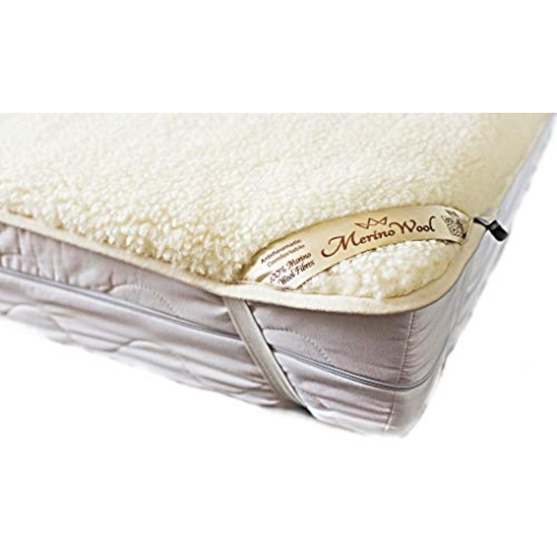 Merino Wool Vendita Coprimaterasso in Lana Merino Una Piazza e Mezza Coprimaterasso 120 x 200 cm con Elastici agli Angoli Woolmark Mattress Topper Pad 120 x 200 cm