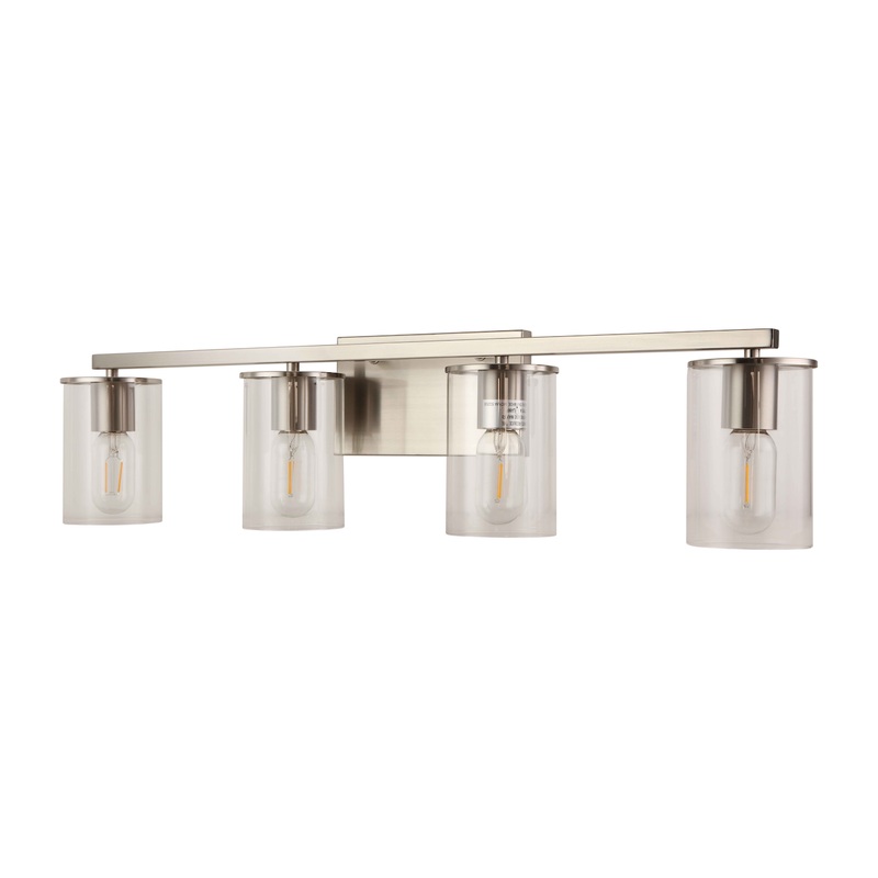 Moraine 4-Light Vanity Satin Nickel with Clear Glass