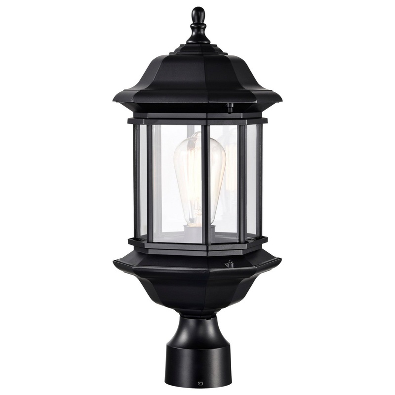 One Light Outdoor Post Lantern from the Hopkins Collection in Matte Black Finish by Nuvo Lighting