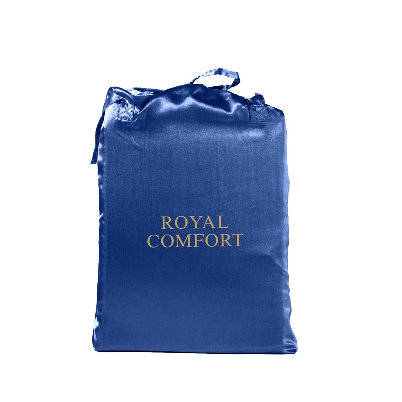 Royal Comfort Satin Sheet Set 4 Piece Fitted Flat Sheet Pillowcases  – King – Navy Blue