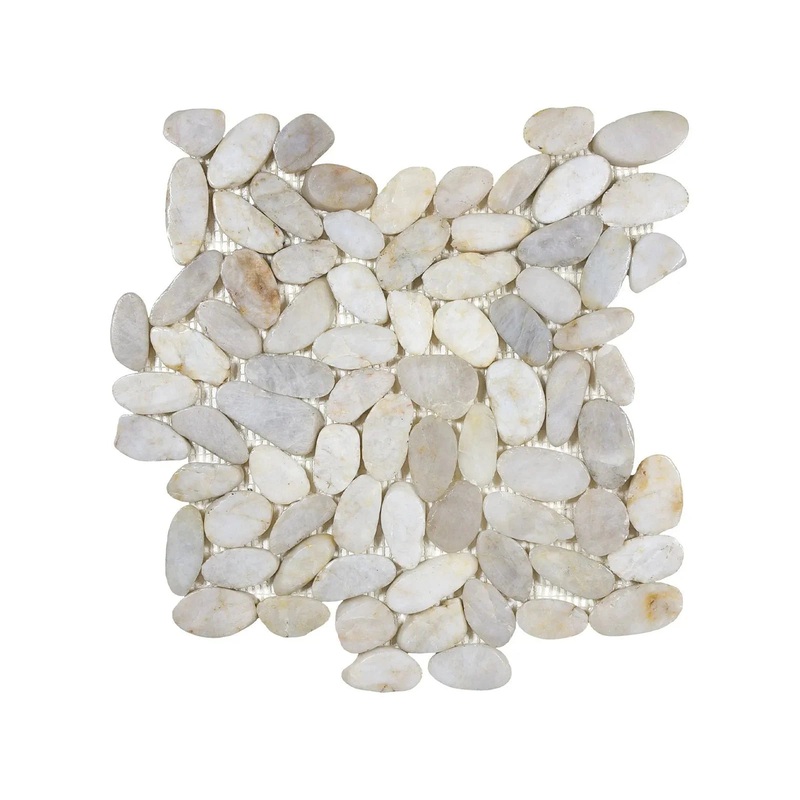 Zen Fiji Cream Flat Polished Pebble Mosaics. 1 Sheet = Sq. Ft. (76-355)