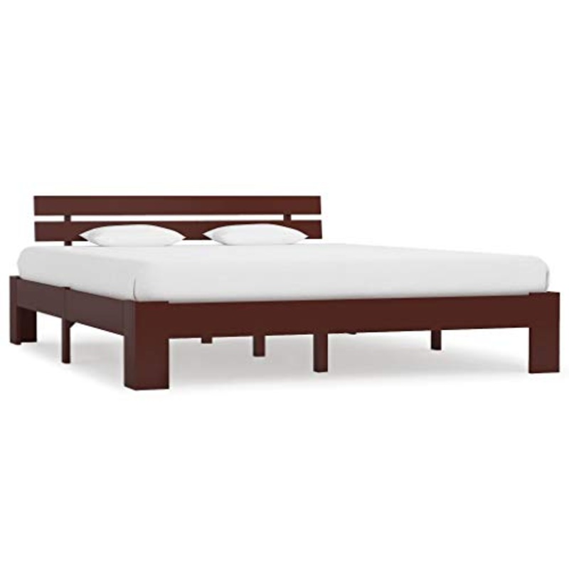 BIGTO – Struttura per letto in legno di pino massiccio, per camera da letto, stile C, 160 x 200 cm, colore: Marrone scuro