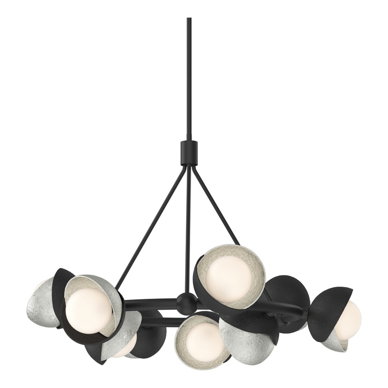 Brooklyn 9-Light Double Shade Ring Pendant Black Sterling