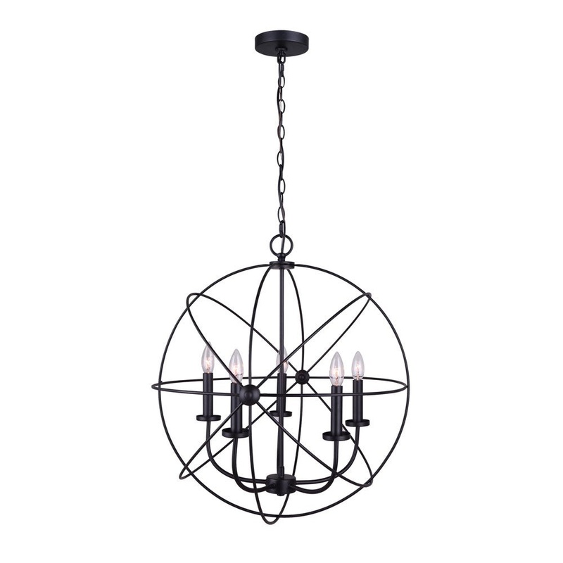 Canarm ICH282B05BK25 Sumerside Five Light Chandelier Matte Black